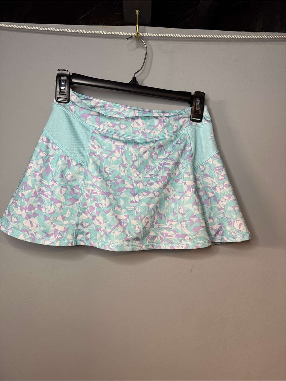 exertek Mint and Lavender Geometric Skater Skirt